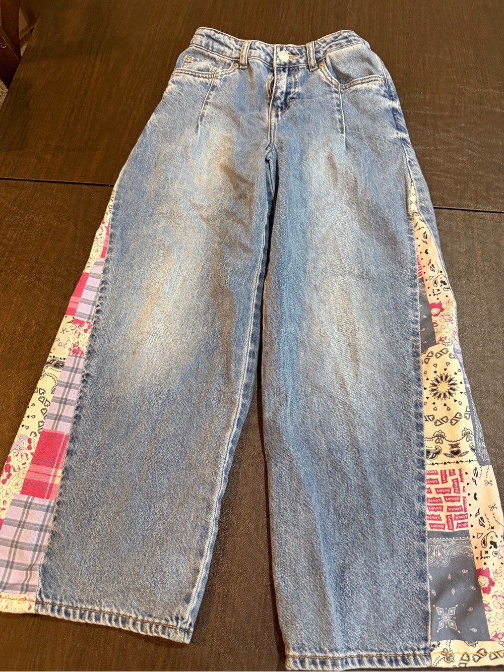 Levi’s High Rise Baggy Light Blue Girls Patchwork Side-Panel Jeans Sz 8